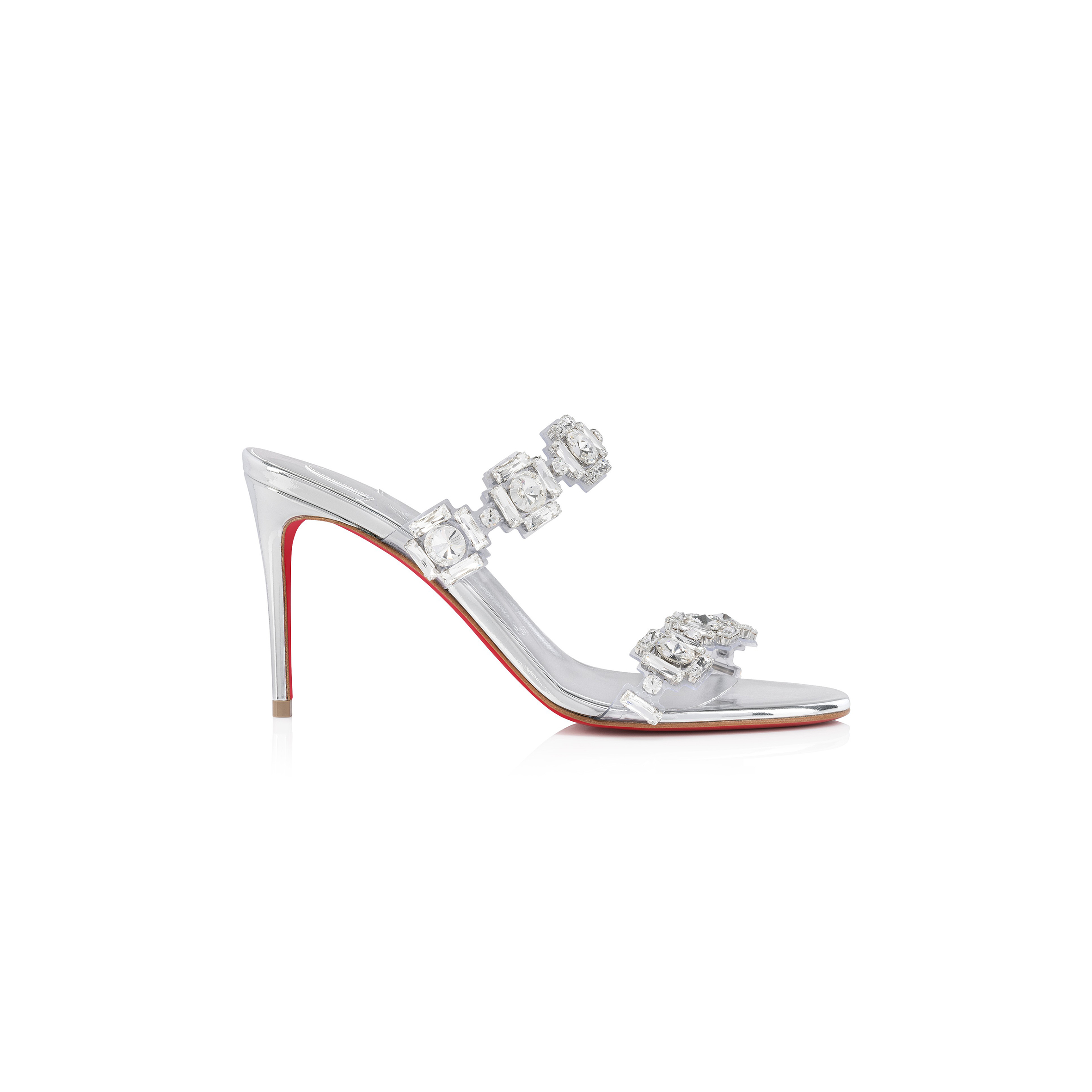CHRISTIAN LOUBOUTIN JUST JEWEL 85 MM SANDALS-TPU AND LAMINATED CALF LEATHER-CRYSTAL-WOMEN 1250134S338